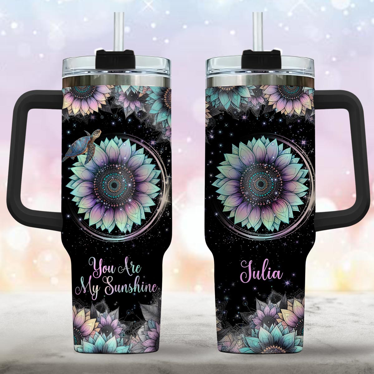 Tu es mon rayon de soleil - Gobelet personnalisé tortue avec anse