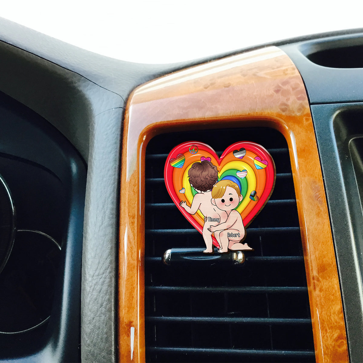 Pride Cute Couple - Personalized LGBT Support Shaped Car Visor Clip