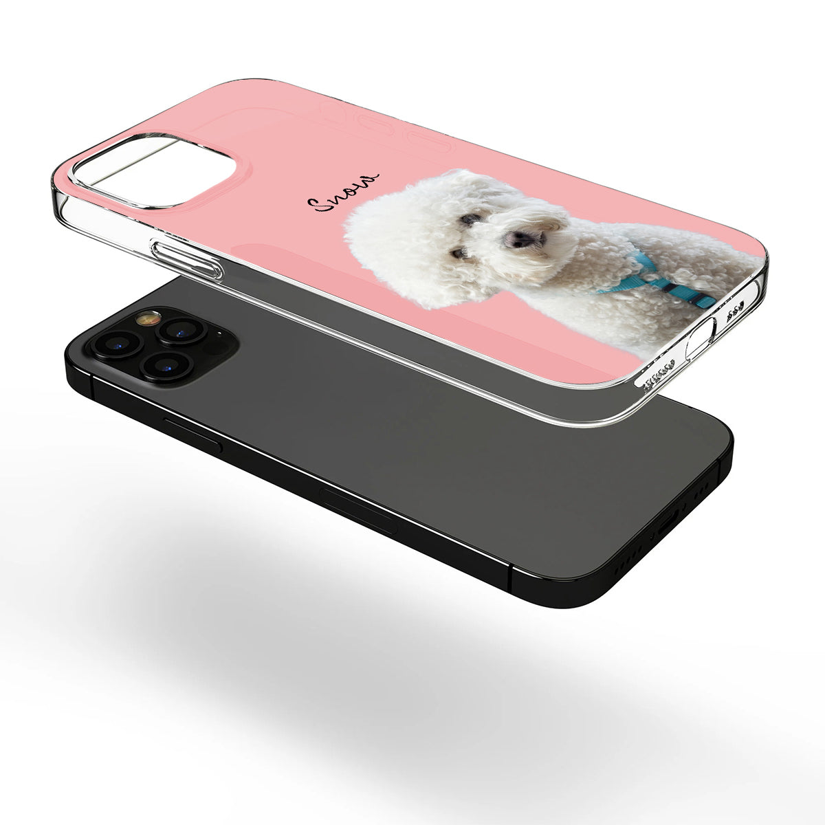 Portrait adorable de chien ou de chat - Coque de téléphone transparente personnalisée avec portrait de chien