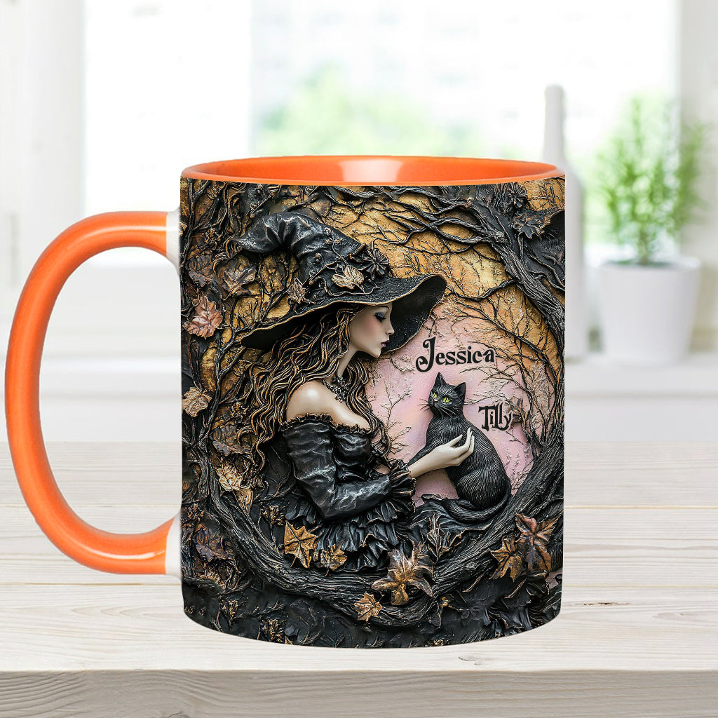 Une sorcière et son chat noir : c'est magnifique ! - Mug personnalisé à l'effigie d'une sorcière