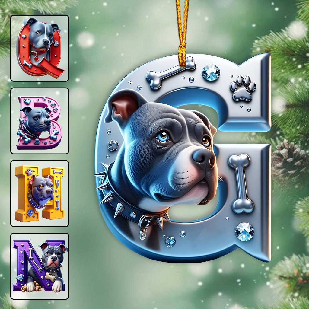 Beautiful Pitbull Letter - Personalized Dog Ornament