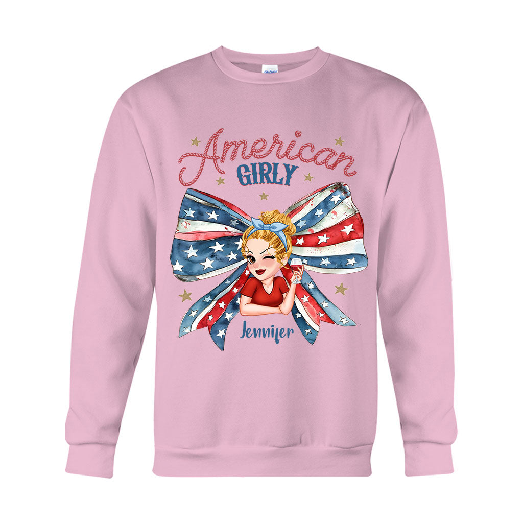 Coquette American Girl - T-shirt et sweat à capuche personnalisés pour la fête nationale américaine (4 juillet).