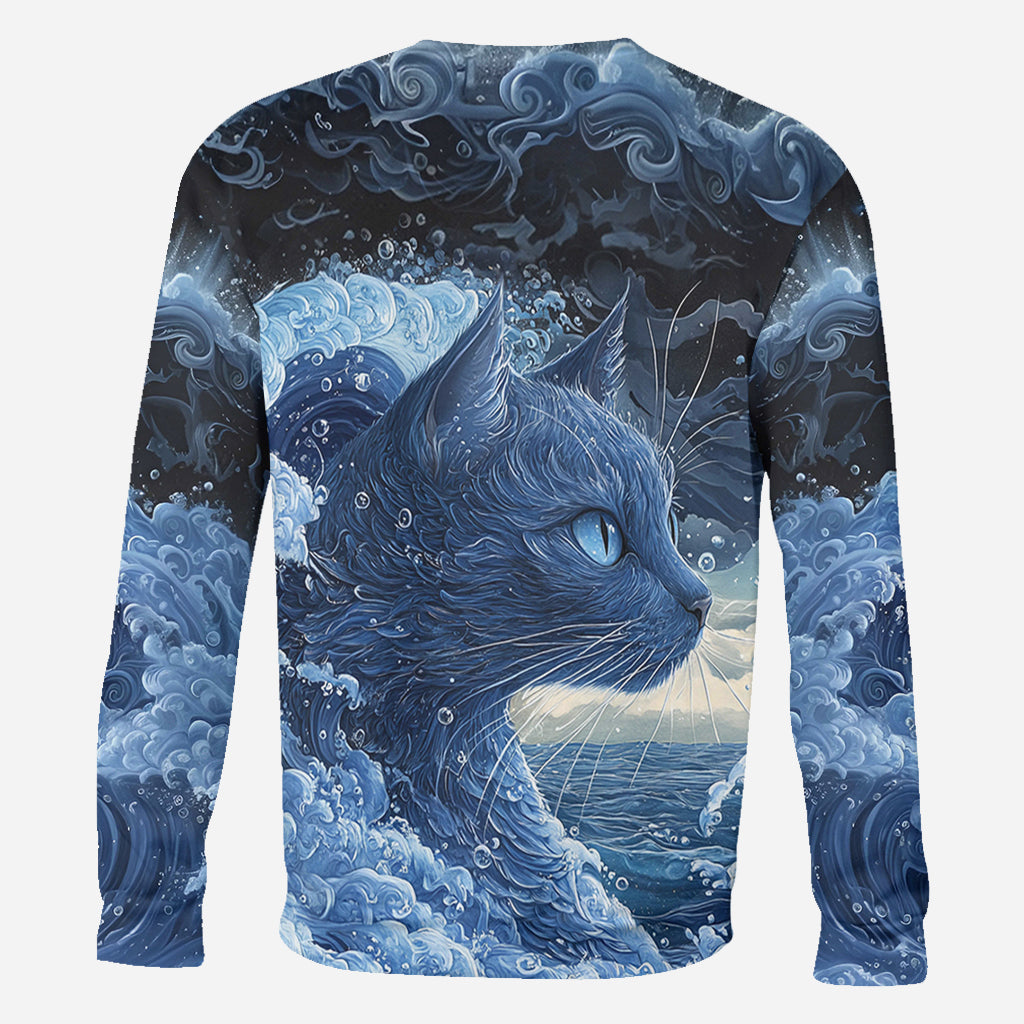 T-shirt à motif chat bleu - La vague du chat bleu