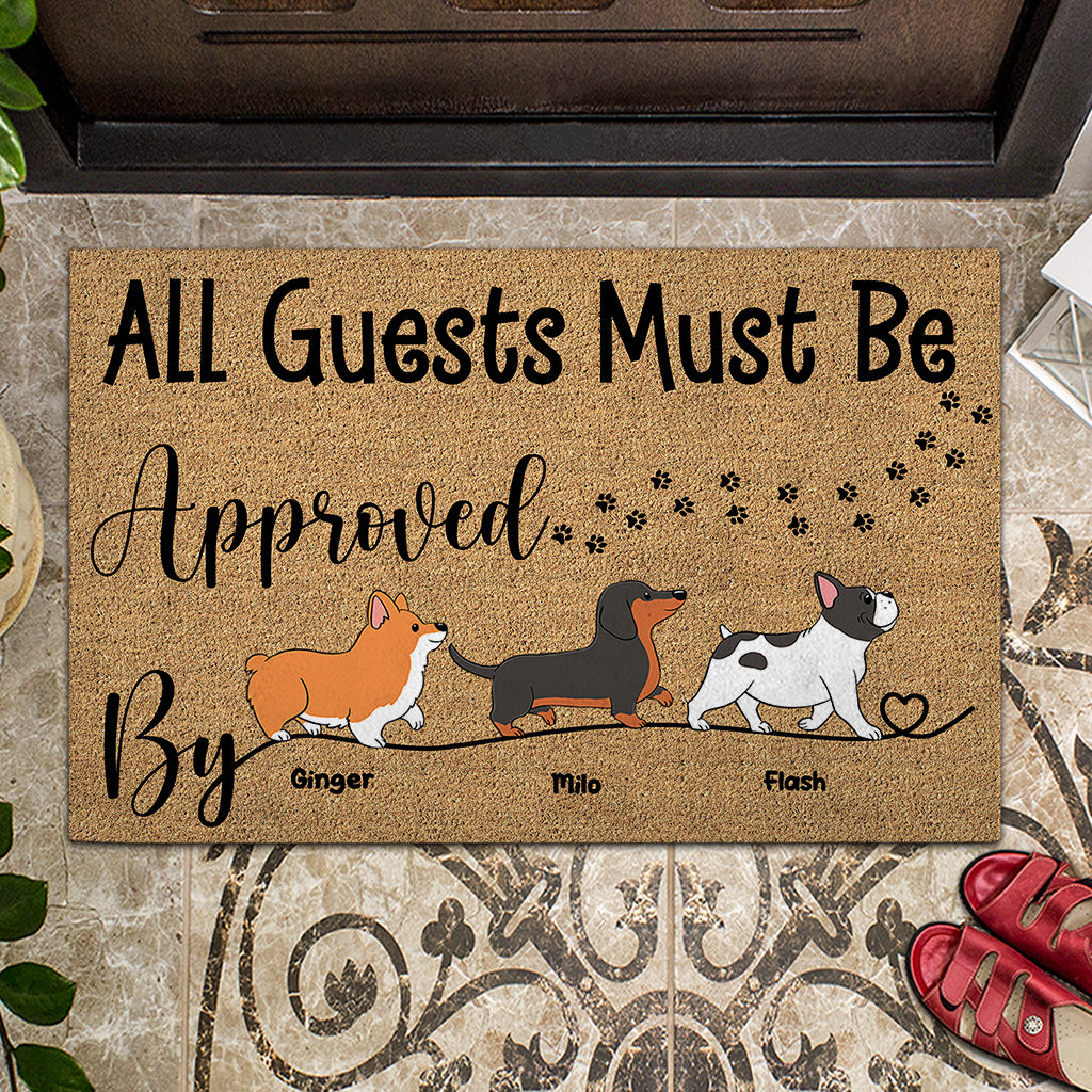 Tous les invités doivent être approuvés par - Tapis de porte personnalisé pour chien