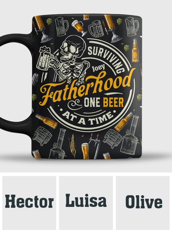 Survivre à la paternité, une bière à la fois - Mug personnalisé pour papa