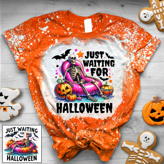 J'attends Halloween avec impatience - T-shirt personnalisé à motif crâne délavé