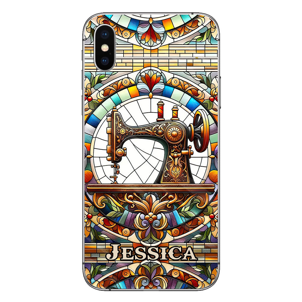 Machine à coudre colorée - Étui de téléphone personnalisé à la machine à coudre