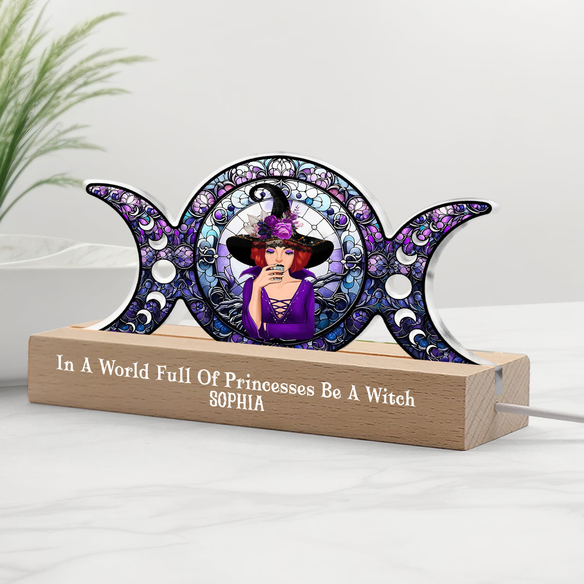 In A World Full Of Princesses Be A Witch - Personalized Witch Shaped Led Night Light