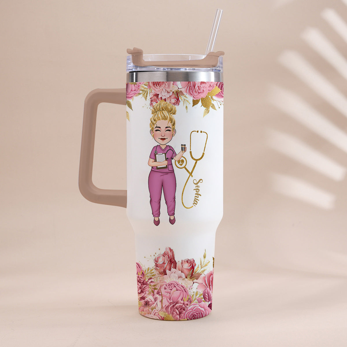 Informations nutritionnelles pour infirmières - Gobelet isotherme personnalisé avec poignée