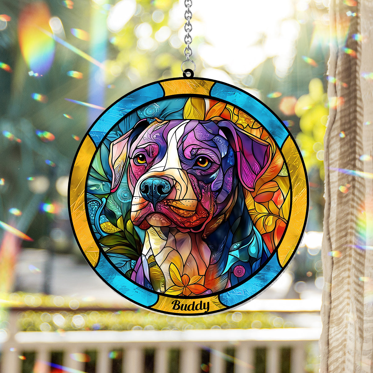 Cute Dog - Personalized Dog Window Hanging Suncatcher Ornament