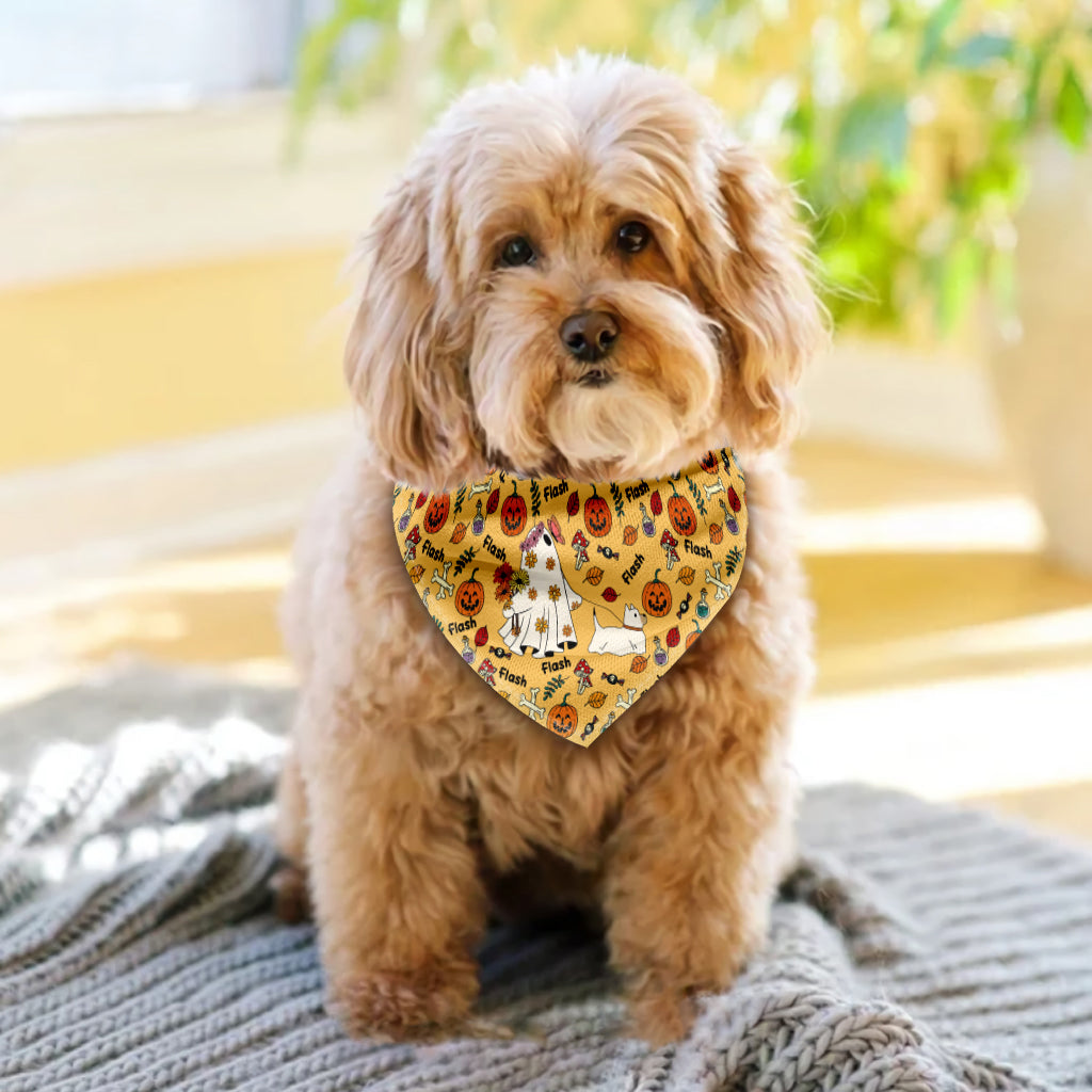 Bandana personnalisé pour chien fantôme mignon, citrouille et chauve-souris