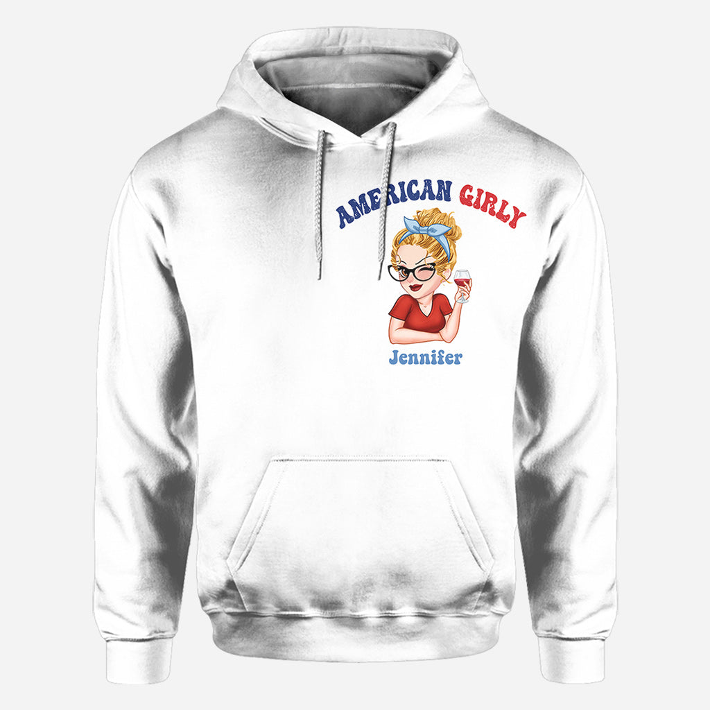 T-shirt personnalisé American Girly pour la fête nationale américaine (4 juillet).