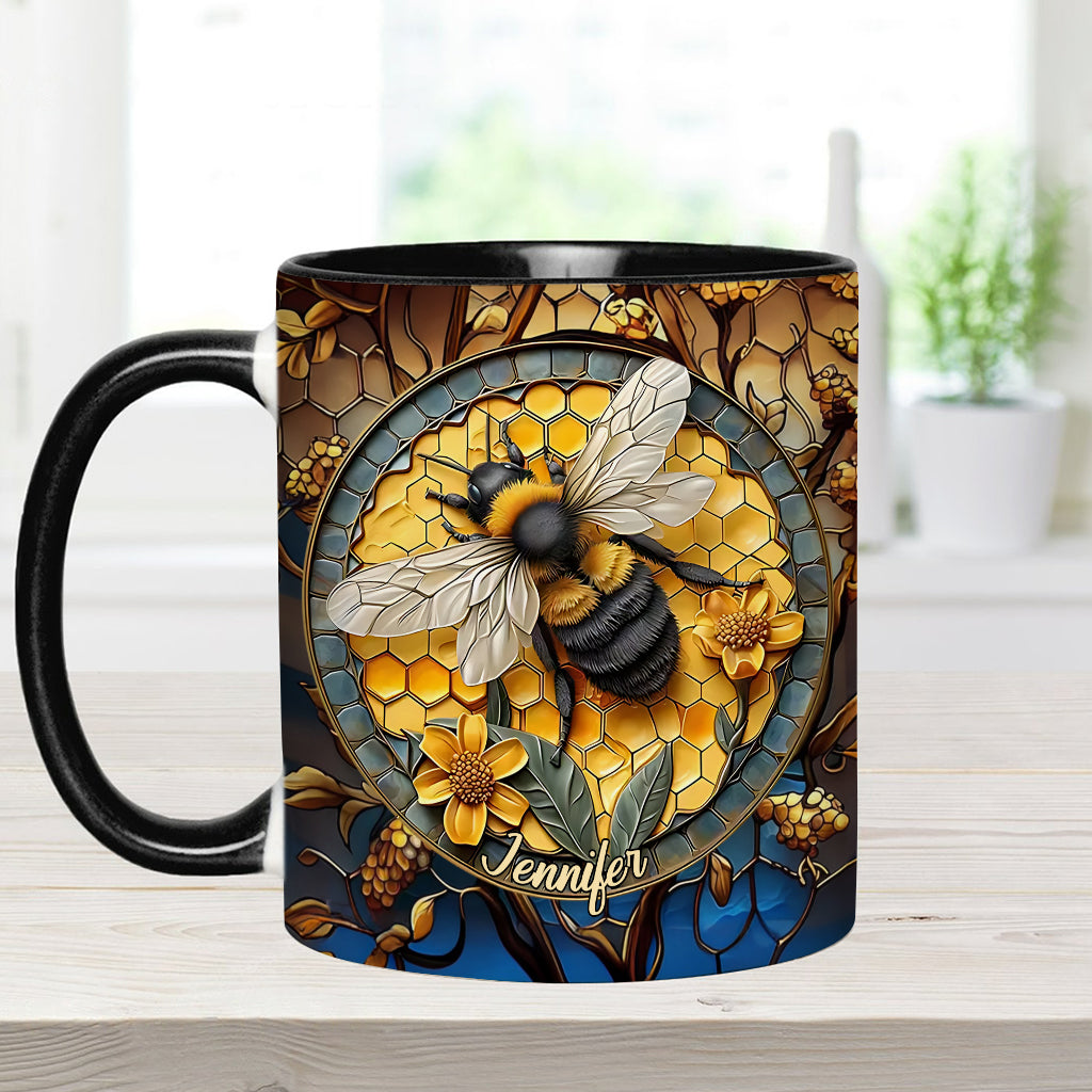 Mug personnalisé motif abeille - Nid d'abeille
