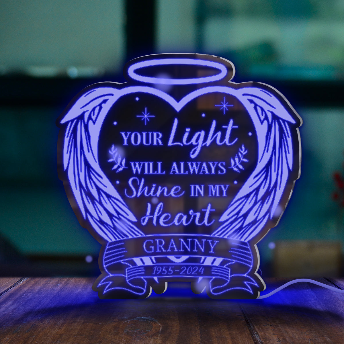 Your Light Will Always Shine In My Heart - Personalized Memorial Mirror Light