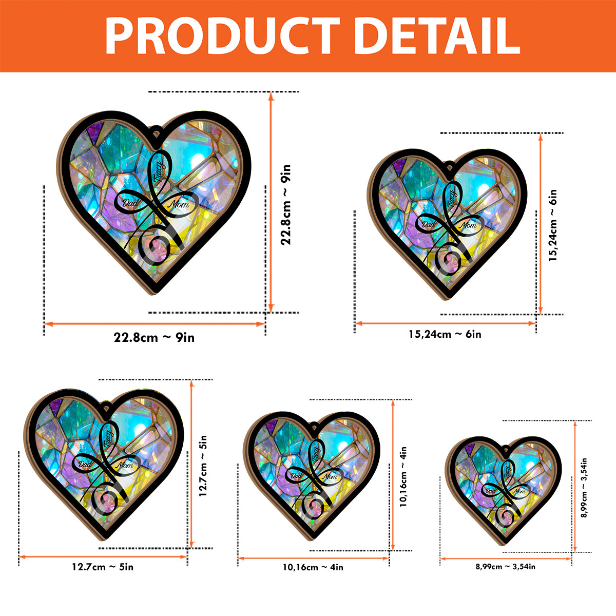 Amour inconditionnel - Attrape-soleil familial personnalisé à 2 couches