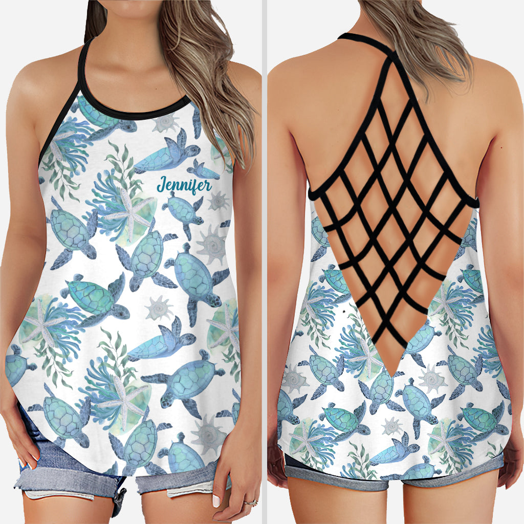 J'adore les tortues - Débardeur et legging personnalisés avec croix de tortues