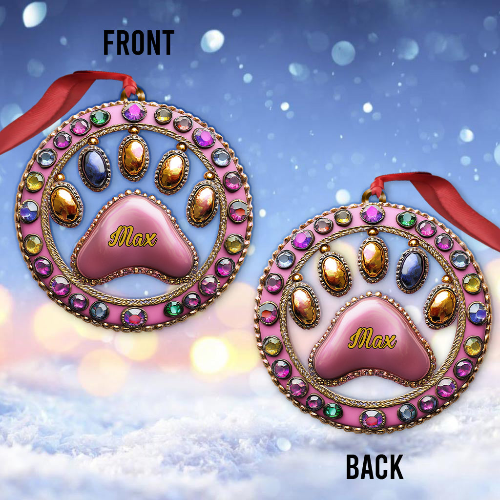 Adorable empreinte de patte - Ornement personnalisé pour chien en forme de chien