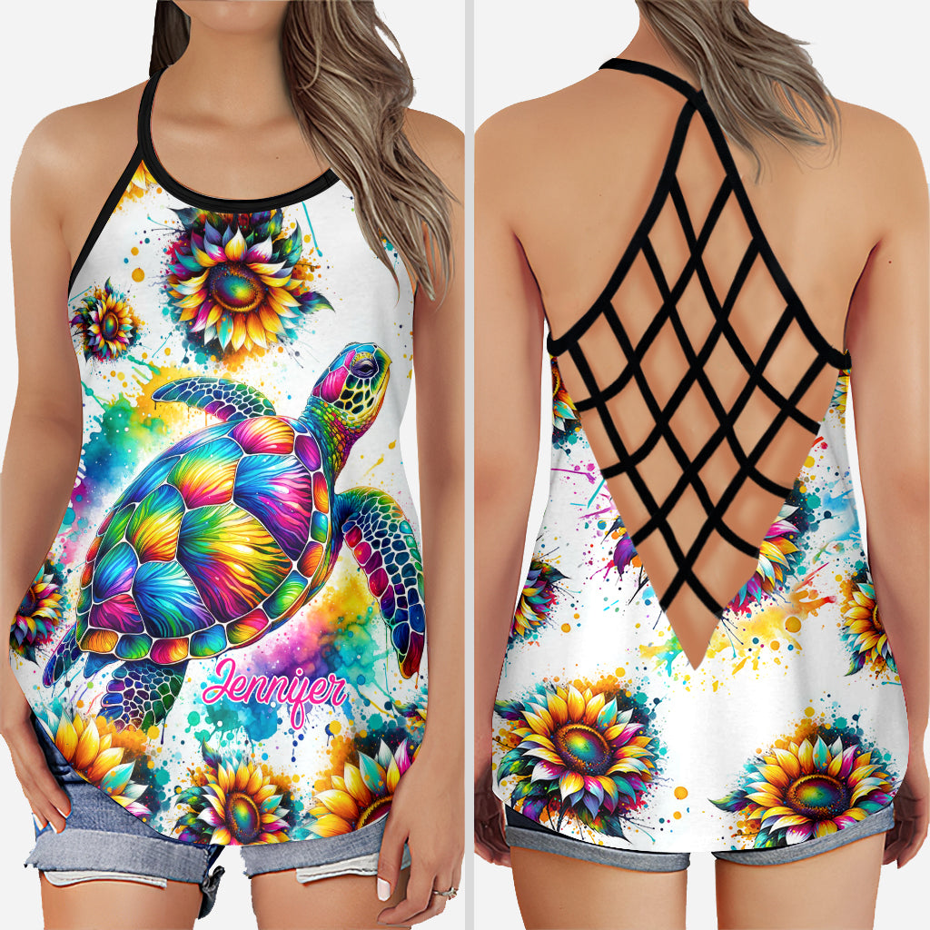 Turtle Lovers - Personalized Turtle Cross Tank Top