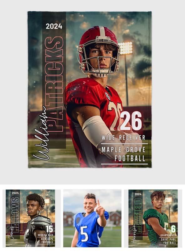 Couverture de football personnalisée avec photo, nom, école...