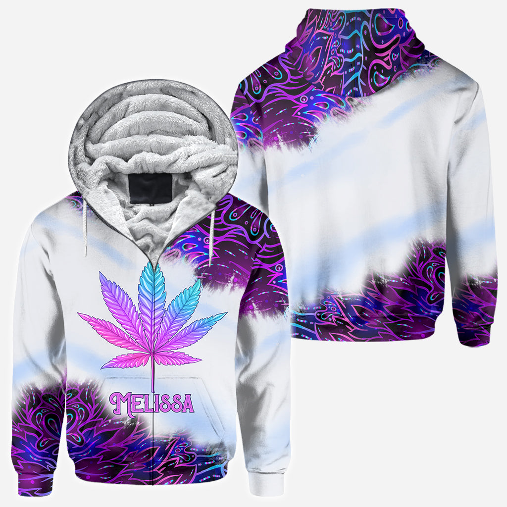 Purple Gradient Psychedelic Leaf - Personalized Weed All Over Shirt
