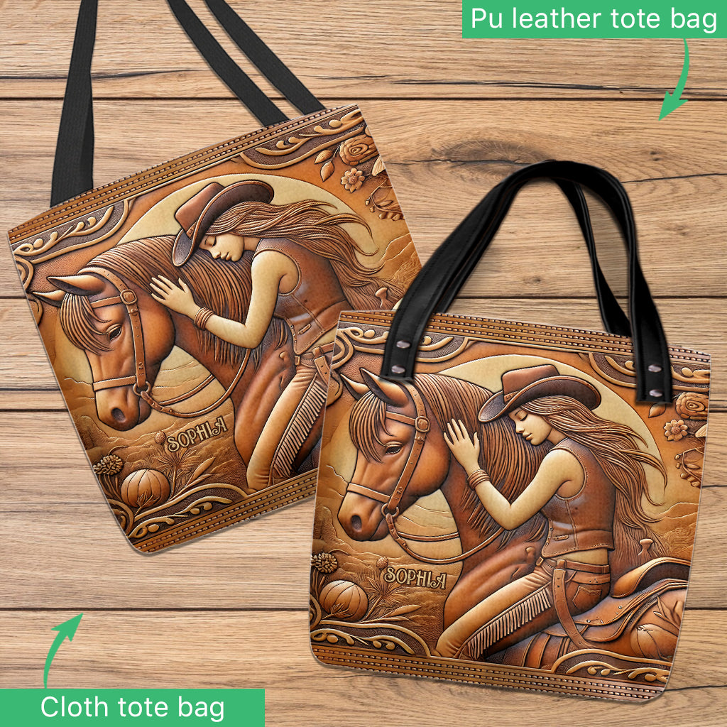 Une fille et son cheval - Sac fourre-tout personnalisé à motif cheval