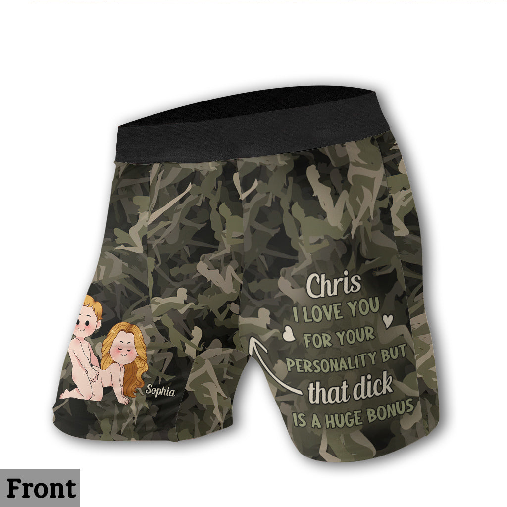 Je t'aime pour ta personnalité - Couple coquin - Boxers personnalisés pour couples d'hommes