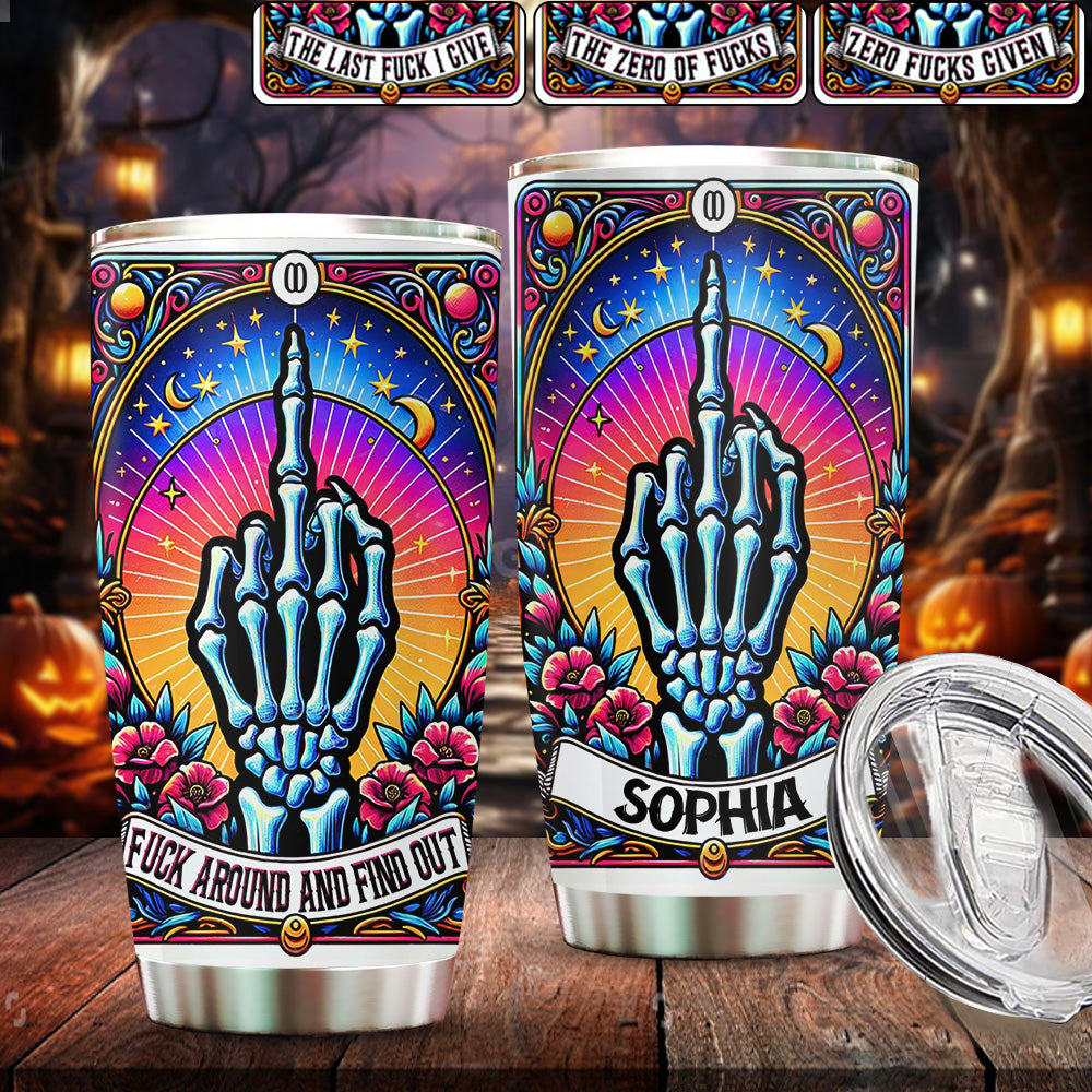 The Zero Of Fcks Funny Tarot Card - Personalized Skull Tumbler