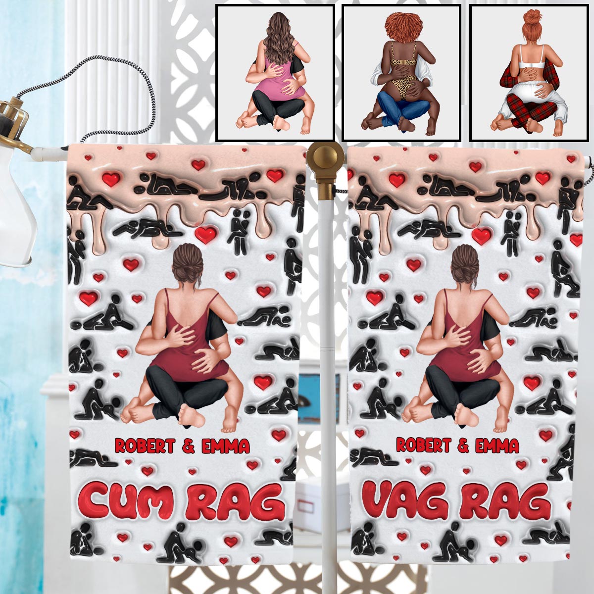 Serviette personnalisée pour couple Cum Rag