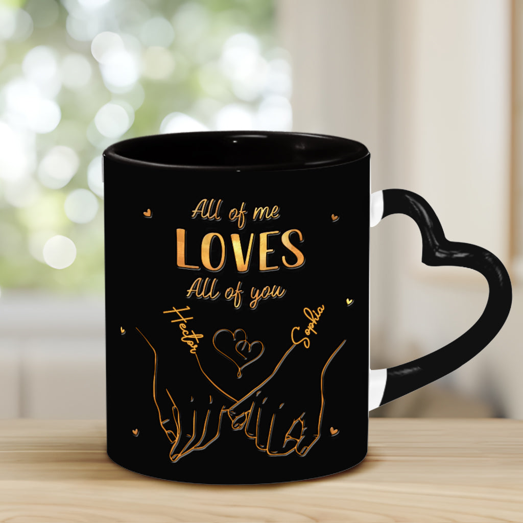 De notre premier baiser à notre dernier souffle - Mug personnalisé pour couple avec anse en forme de cœur