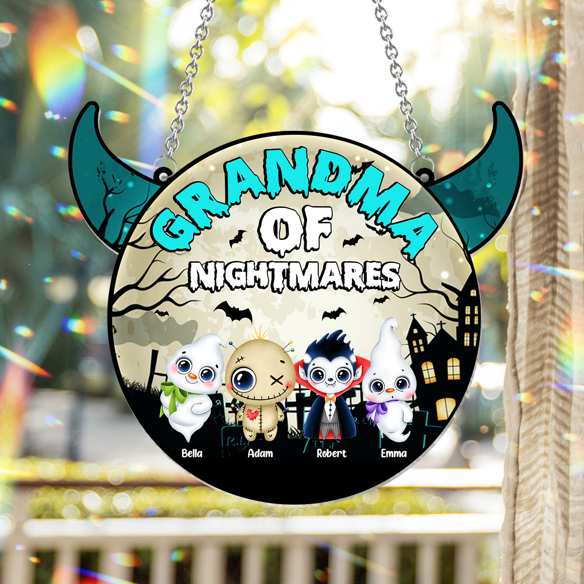 Grand-mère des petits cauchemars - Décoration attrape-soleil personnalisée à suspendre à la fenêtre « Grand-mère » 