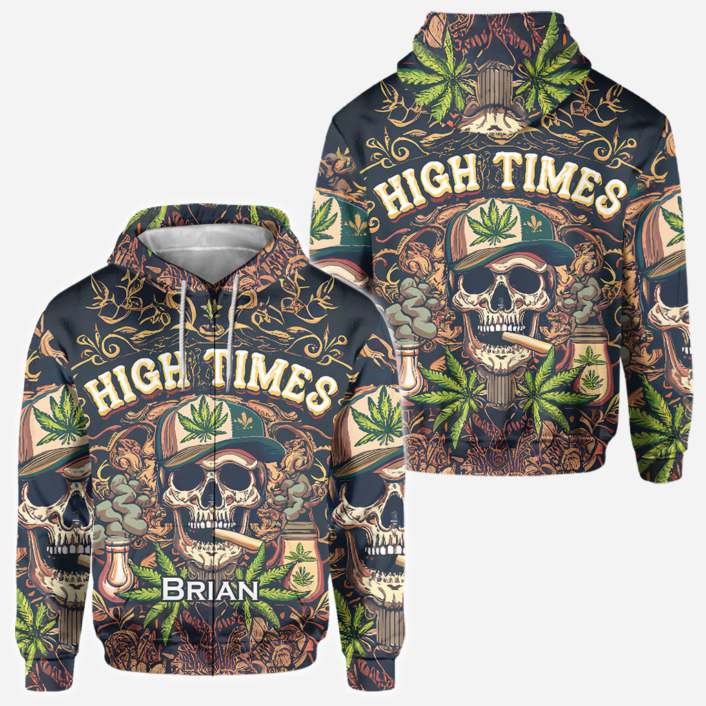 T-shirt personnalisé High Times Skull 420 - Motif cannabis intégral