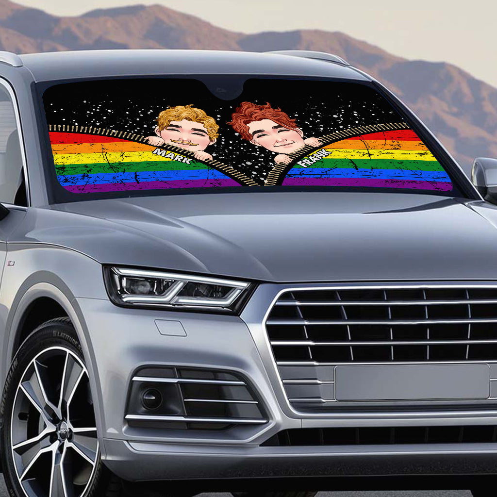 Pare-soleil de voiture personnalisé « Fierté des couples » - Un accessoire amusant pour soutenir la communauté LGBT