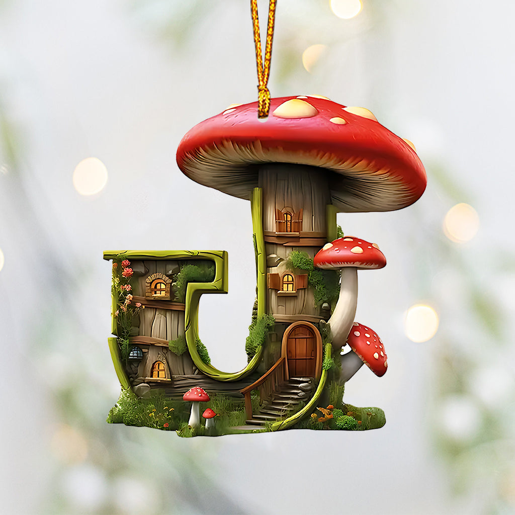 Mushroom Letter Ornament - Personalized Mushroom Ornament