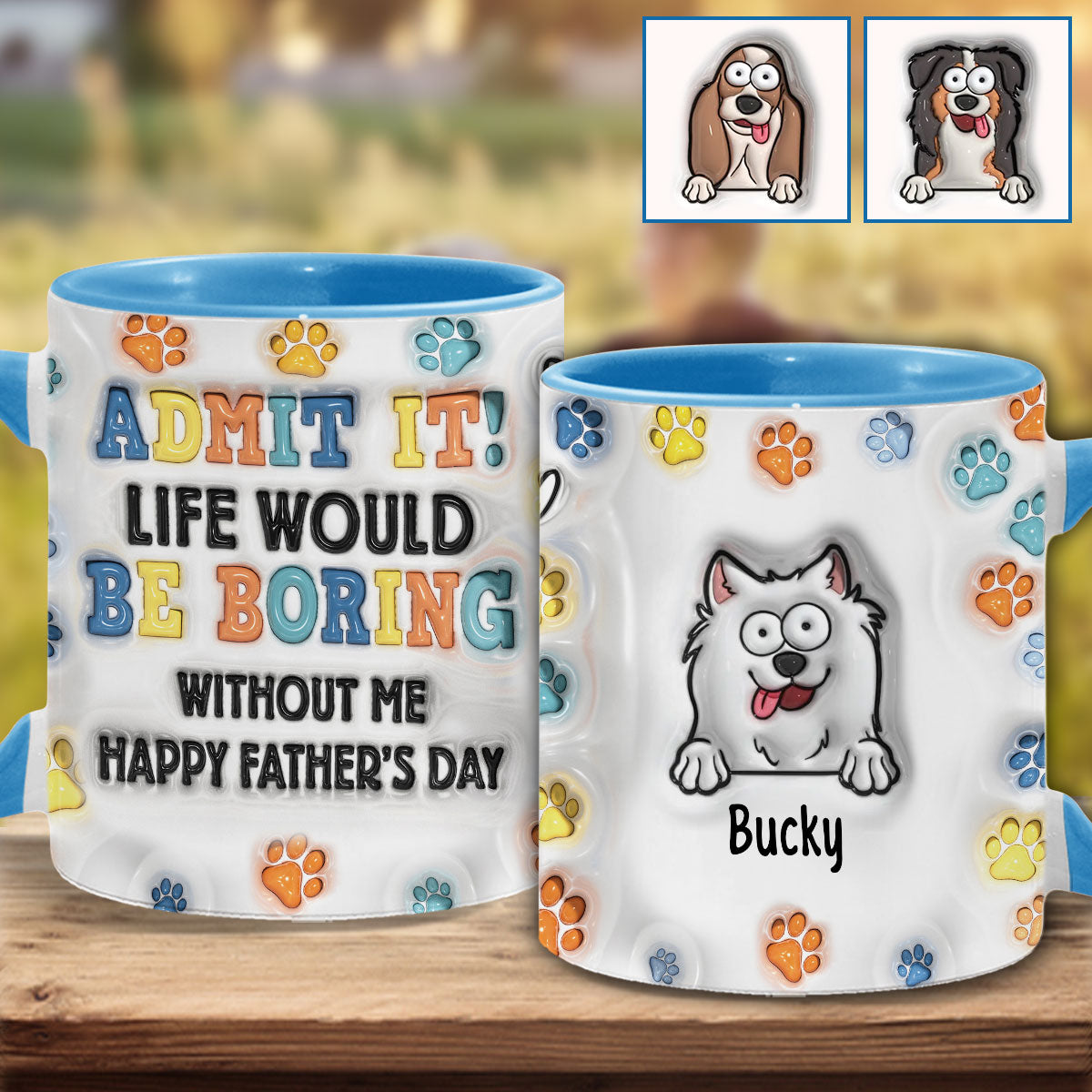 Bonne fête des pères ! Mug personnalisé avec motif chien