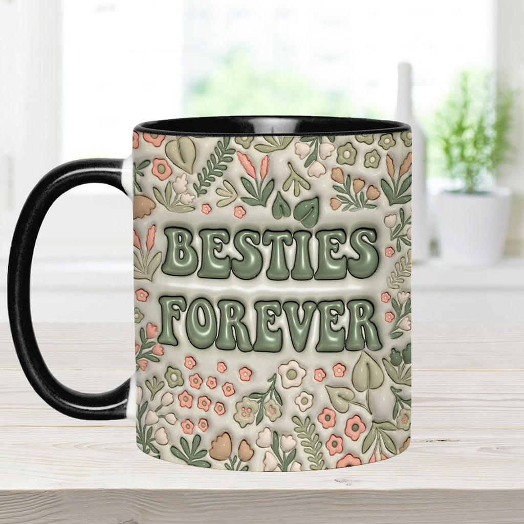 Besties Forever Floral - Personalized Bestie Accent Mug