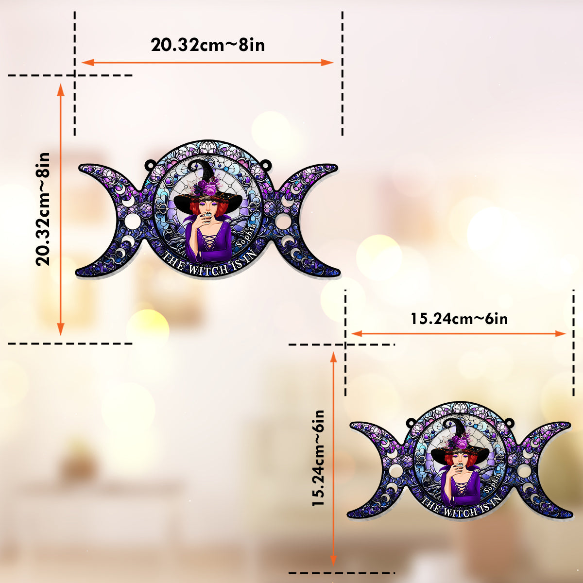 La sorcière est là - Attrape-soleil personnalisé à suspendre à la fenêtre 