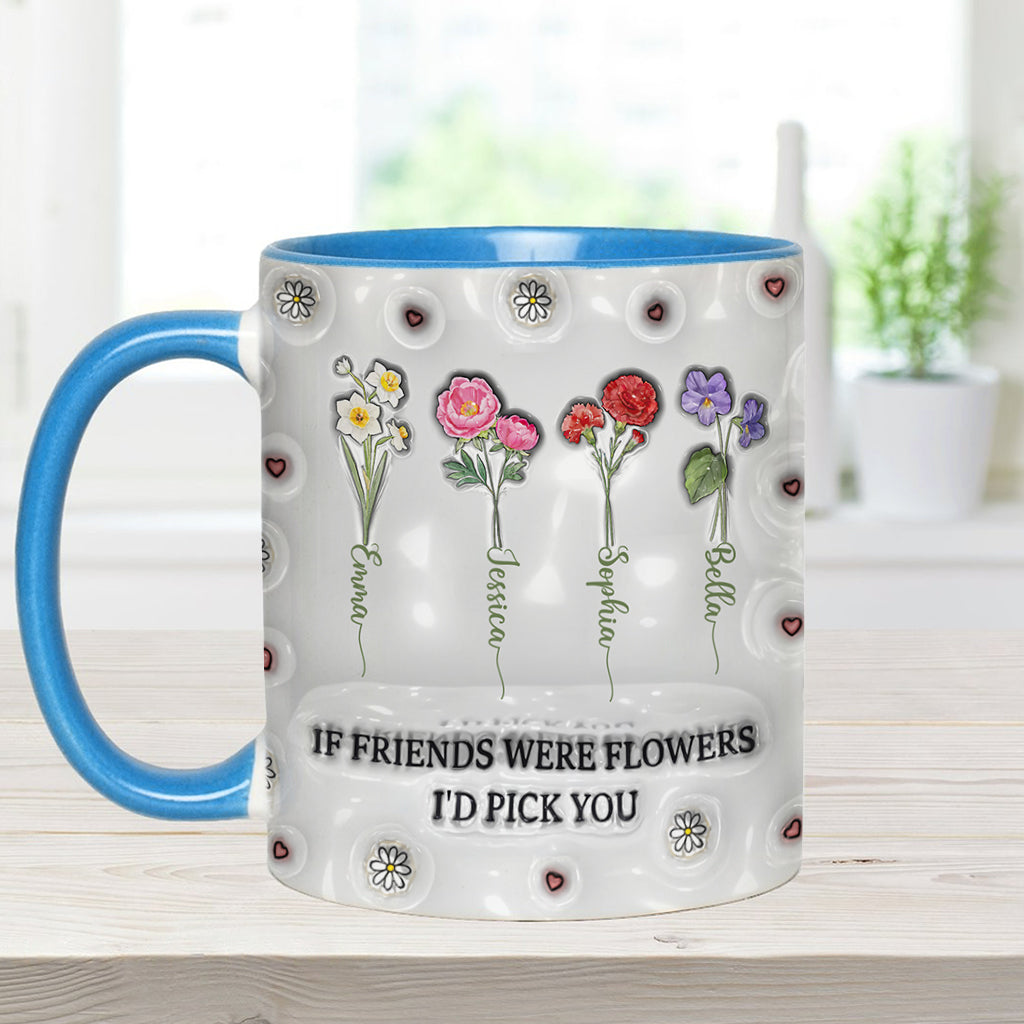 Birth Month Flowers Besties - Personalized Bestie Accent Mug