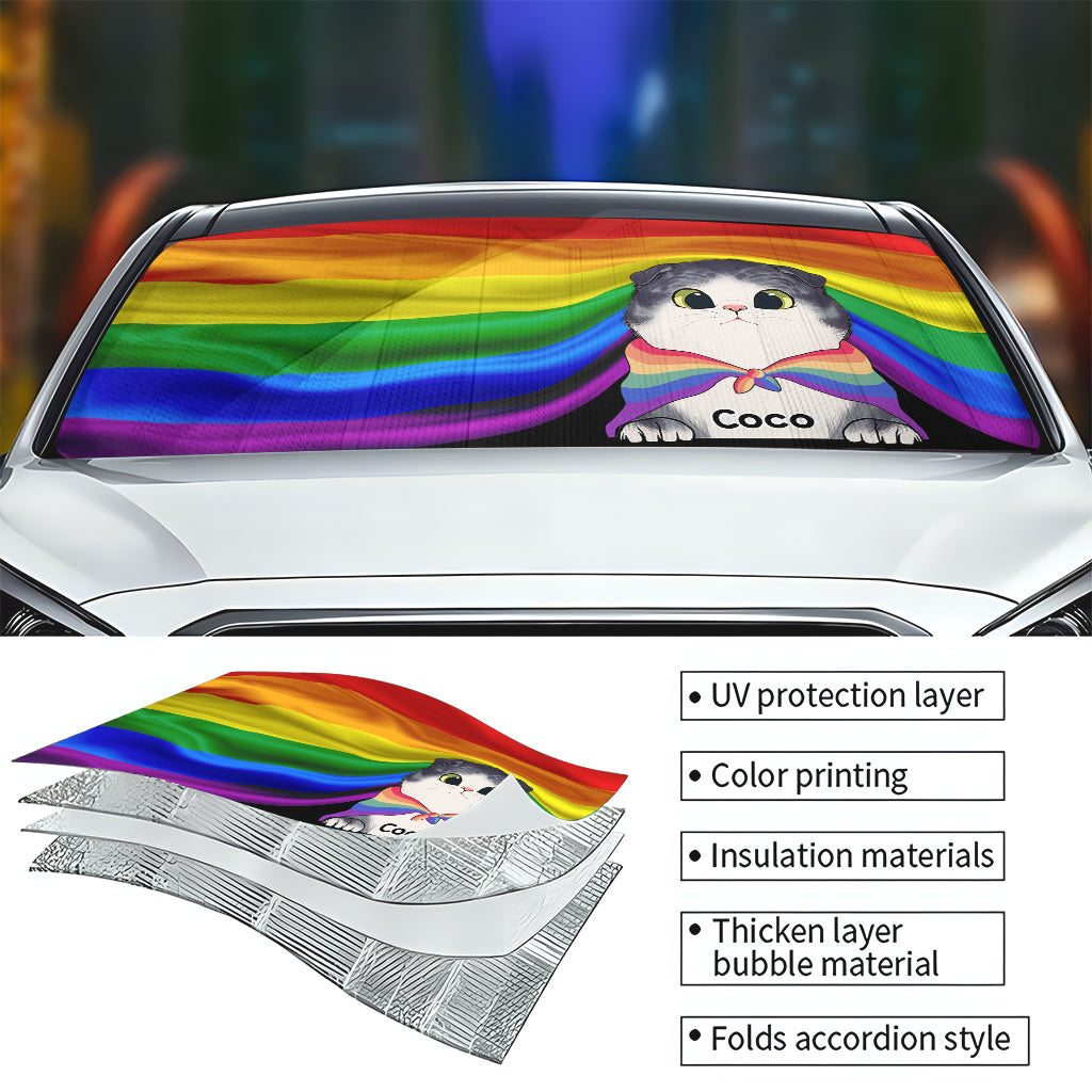 Pare-soleil de voiture personnalisé pour chat Pride Cat