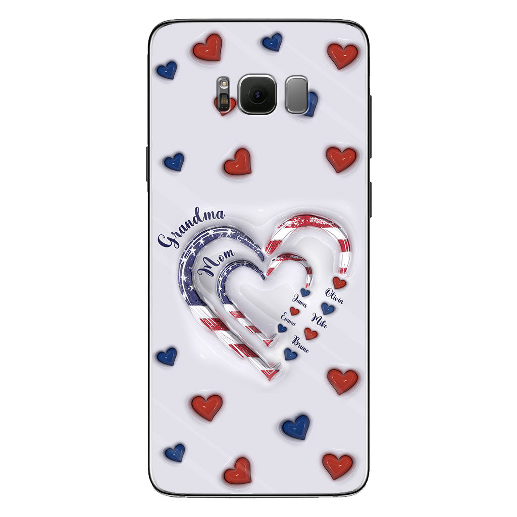 Coque de téléphone personnalisée « Cœurs de grand-mère » pour le 4 juillet
