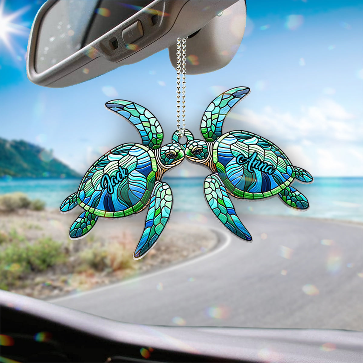 J'adore les tortues - Ornement de voiture tortue personnalisé