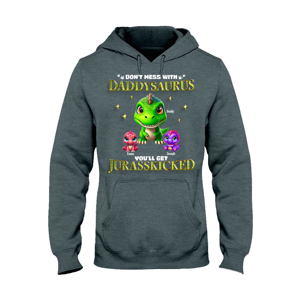 T-shirt et sweat à capuche personnalisés « Papa-Papa » avec dinosaures 3D « Papa-Papa » et « Grand-Papa-Papa ».