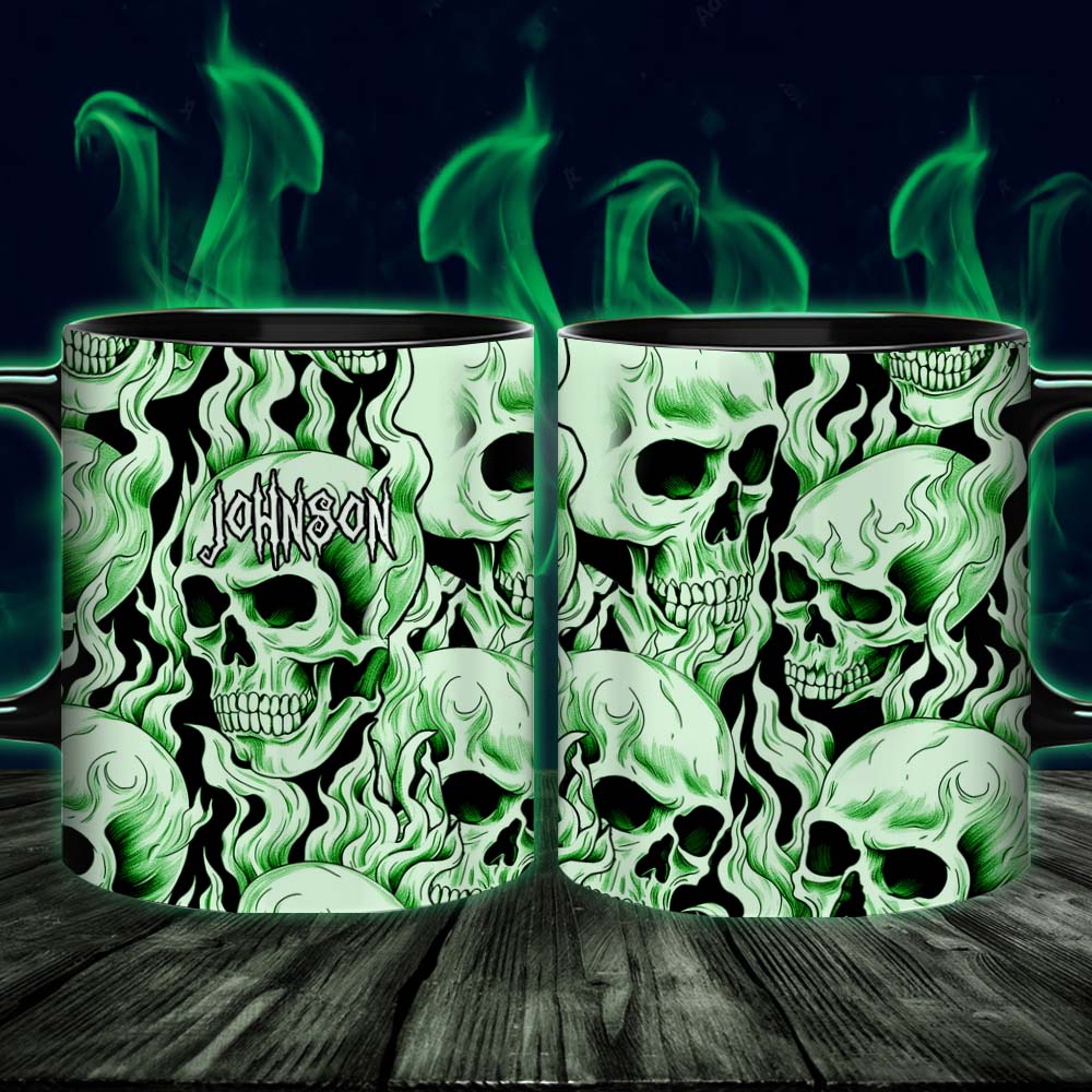 Mug personnalisé Tête de mort verte