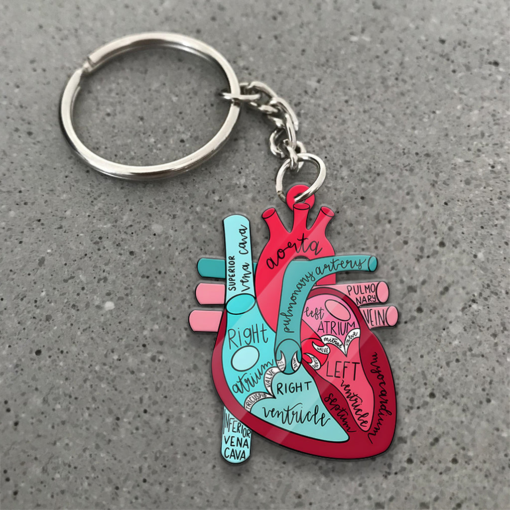 Anatomie du cœur - Porte-clés personnalisé « Infirmière » - Vie d'infirmière - Anatomie du cœur