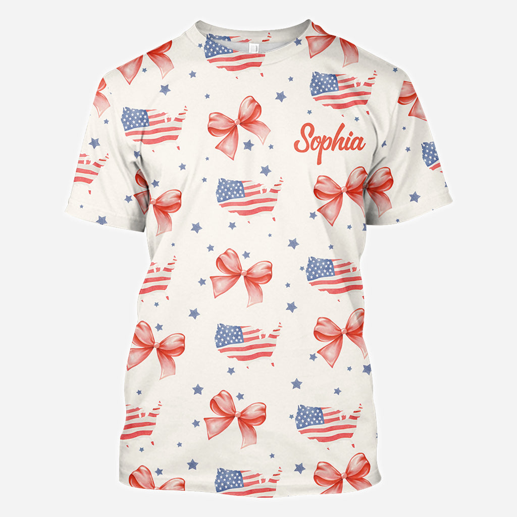 T-shirt Coquette American Girl personnalisé pour la fête nationale américaine (4 juillet)