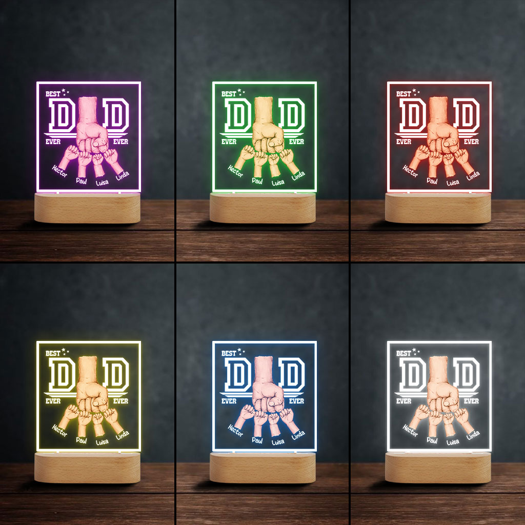 Meilleur papa du monde - Plaque lumineuse personnalisée en forme de papa