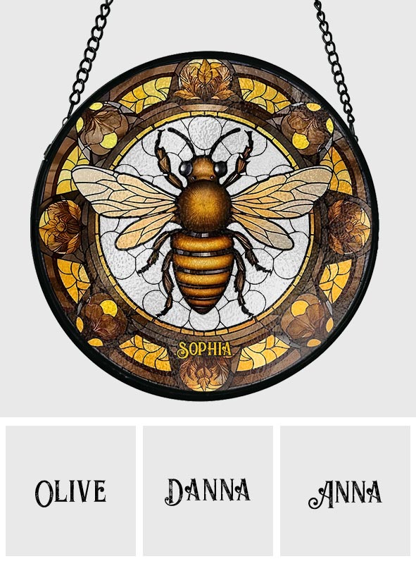 Magnifique abeille - Attrape-soleil personnalisé en vitrail avec motif abeille