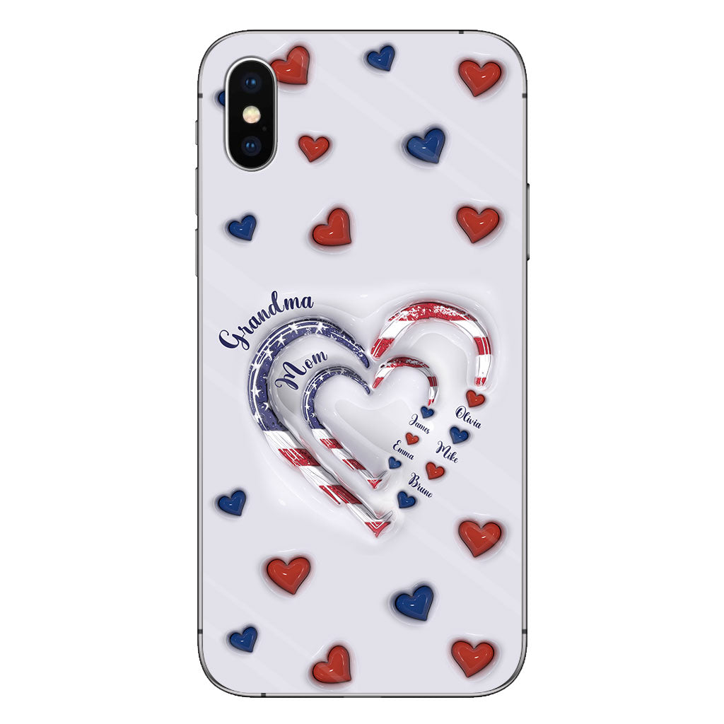 Coque de téléphone personnalisée « Cœurs de grand-mère » pour le 4 juillet