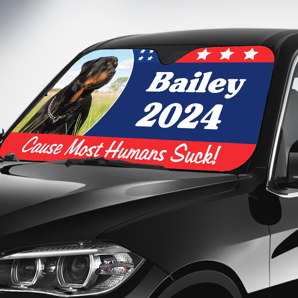 La plupart des humains sont nuls ! Votez pour les animaux de compagnie - Pare-soleil de voiture personnalisé pour chien