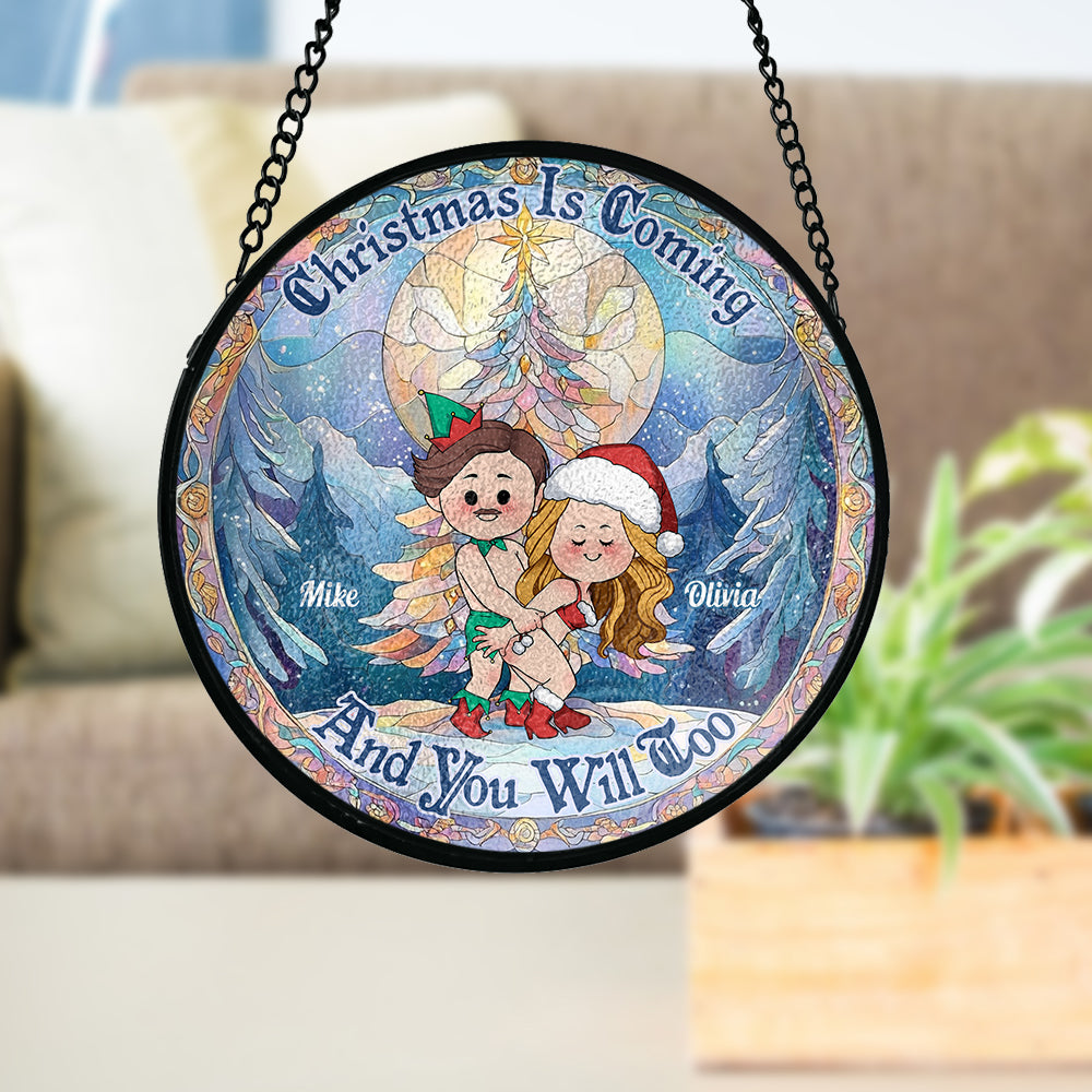 Noël approche - Attrape-soleil en vitrail personnalisé pour couple