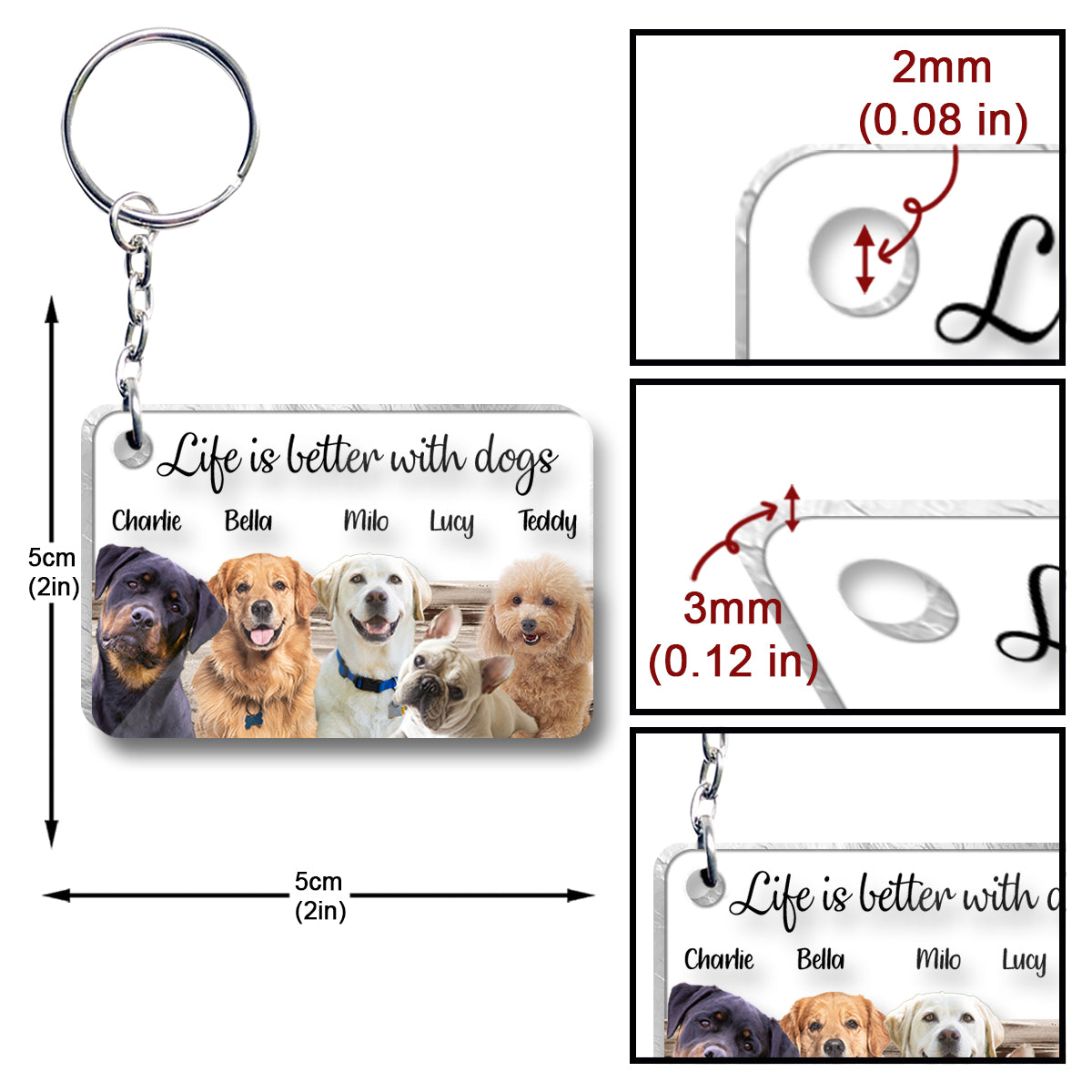 Life Is Better With Dogs Cats - Personalized Dog Transparent Keychain